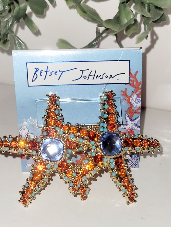 Betsey Johnson Jewelry - Betsey Johnson Orange and Blue Crystal Starfish Earrings